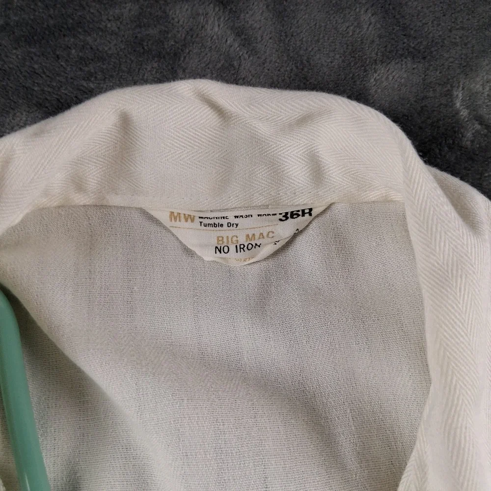 Big Mac Saudia Coveralls Mens 36R White Vintage Herringbone Twill Jumpsuit
